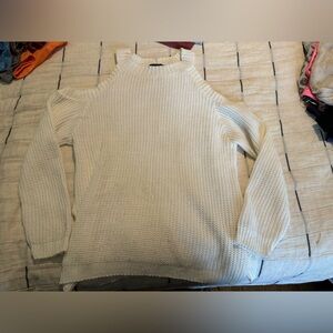 White cold shoulder sweater